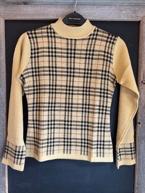 Vintage Burberry London Sweater-Heritage Check Knit – L (Fits Small) authentic